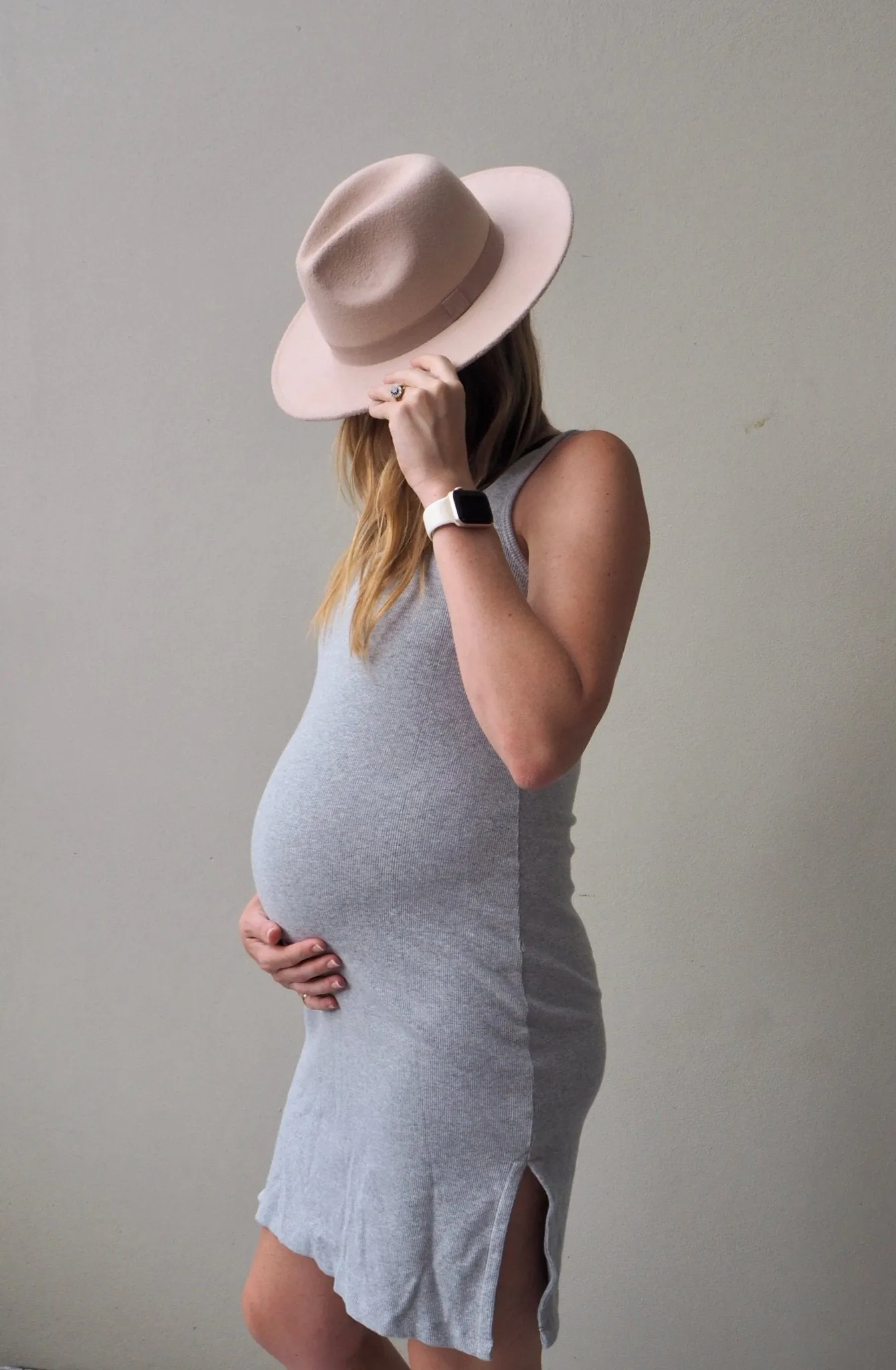 Sleeveless Ribbed Cotton Maternity Dress