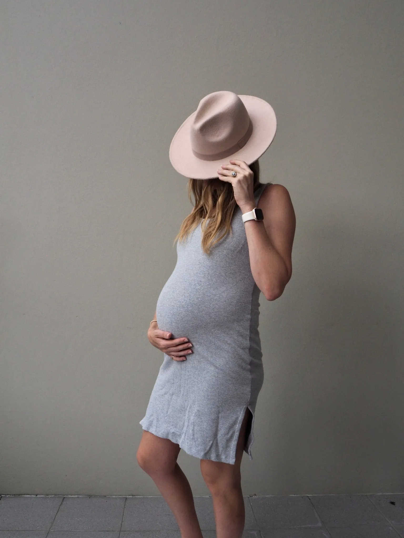 Sleeveless Ribbed Cotton Maternity Dress