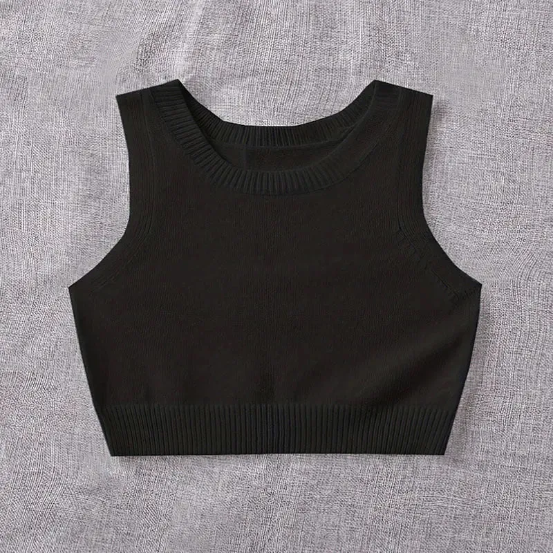 Slim Fit Sleeveless Short Knitted Camisole for Chic Comfort