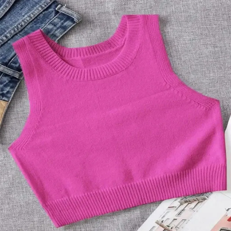Slim Fit Sleeveless Short Knitted Camisole for Chic Comfort