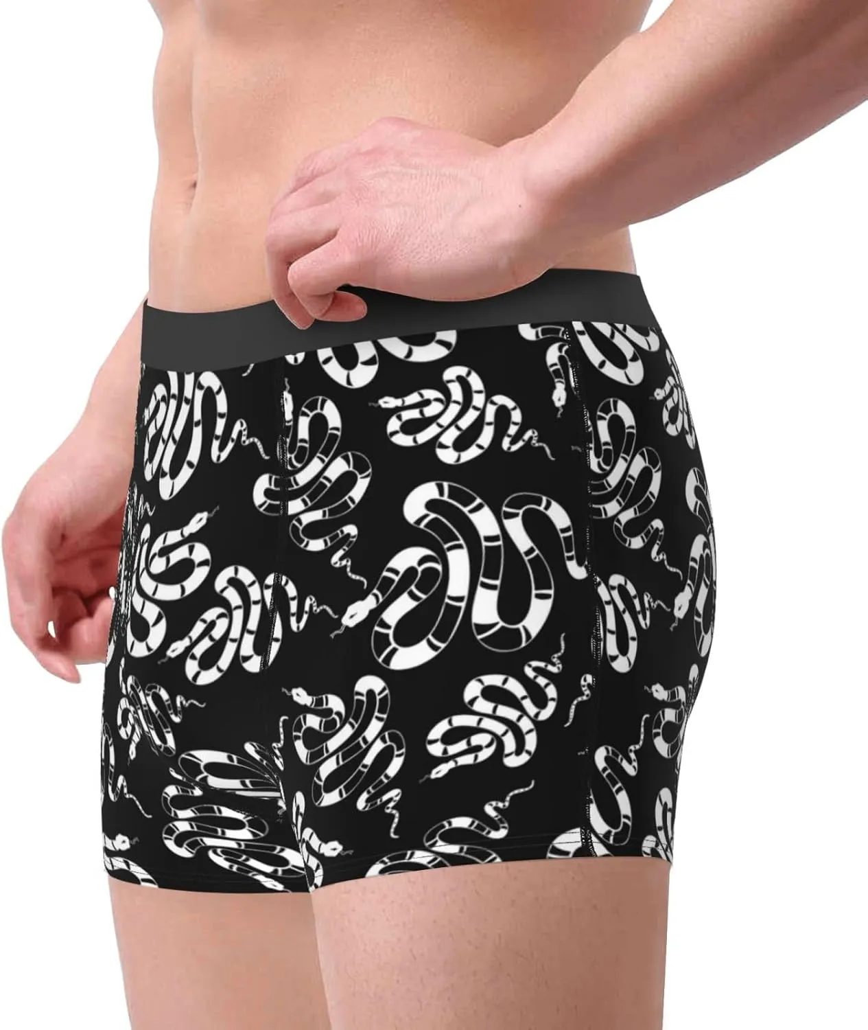 Snake Print Boxer Briefs For Men Breathable Underwear-