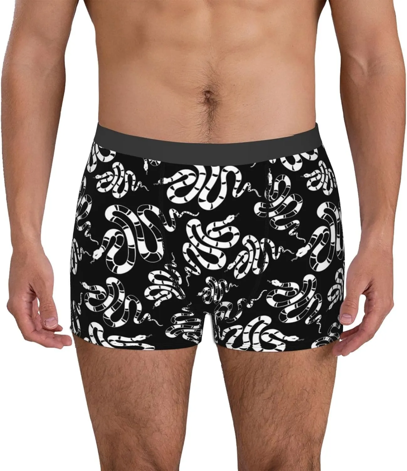 Snake Print Boxer Briefs For Men Breathable Underwear-