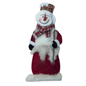 Snowman Standing On Board Red | Height 70cm