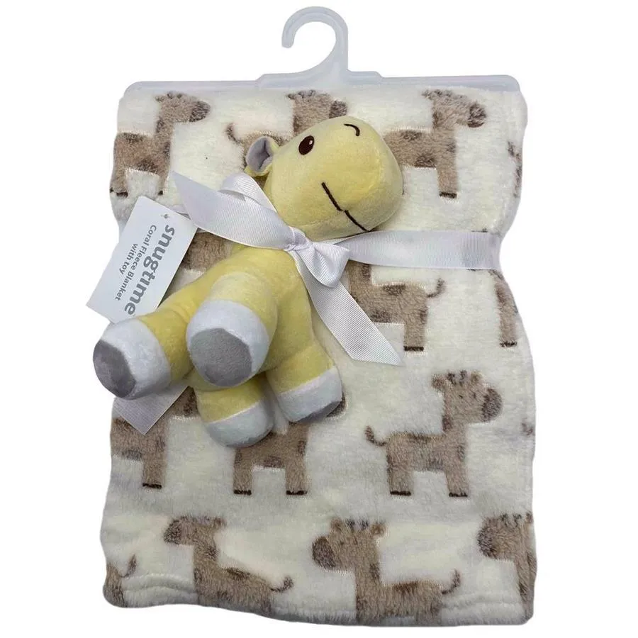 Snugtime Coral Fleece Blanket with Toy - Giraffe