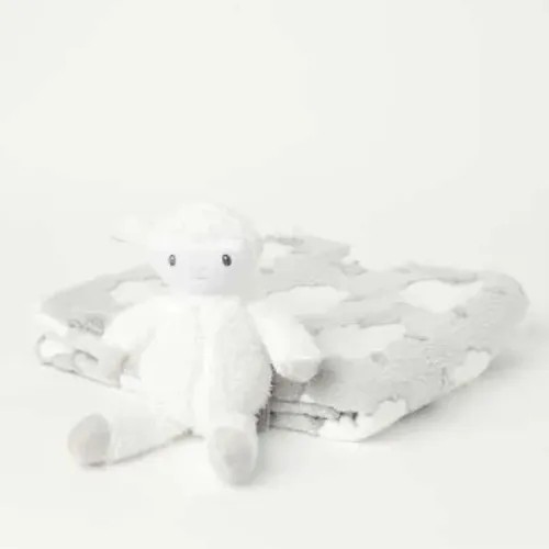 Snugtime Coral Fleece Blanket with Toy - Grey
