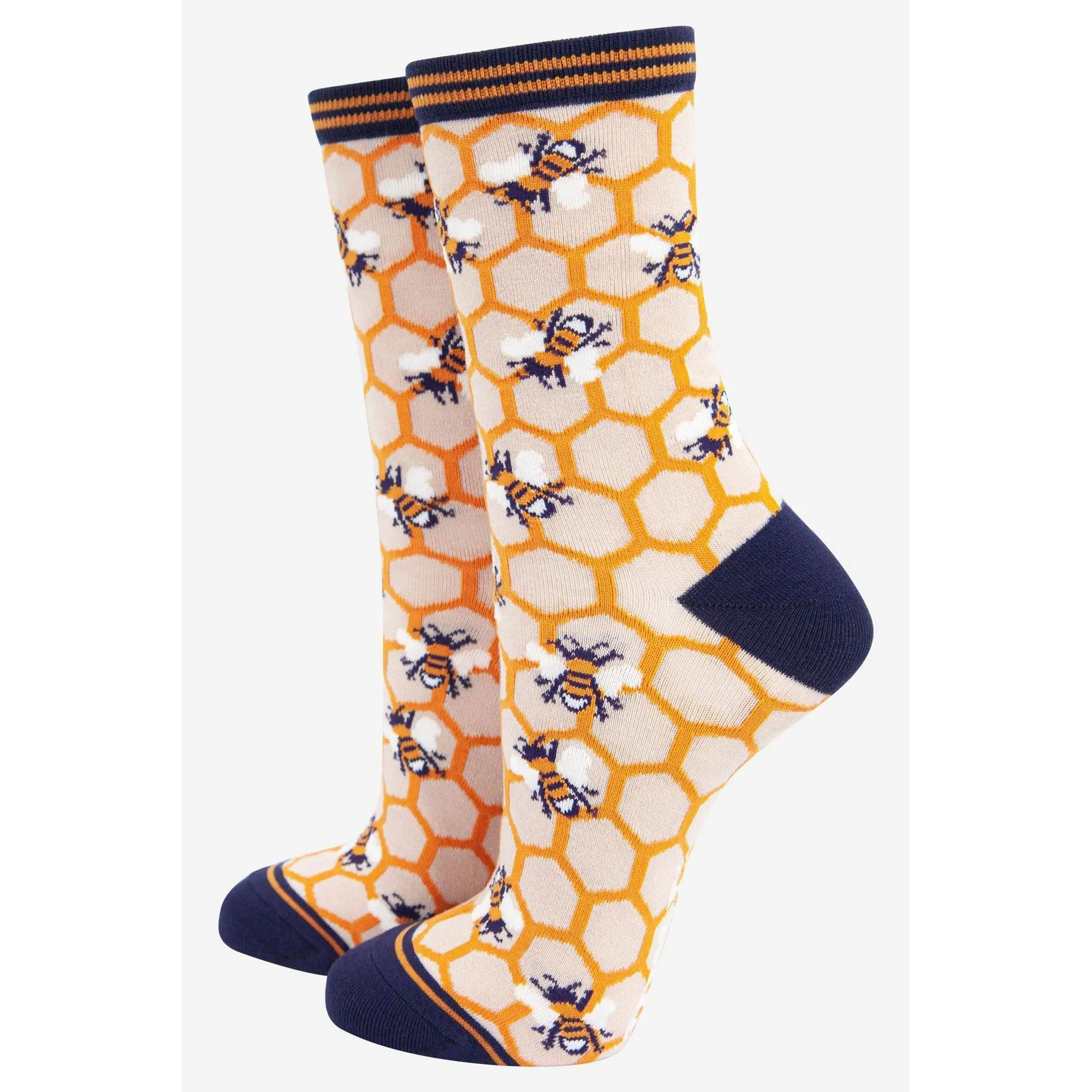 Sock Talk Green Bamboo Honeycomb And Bee Socks