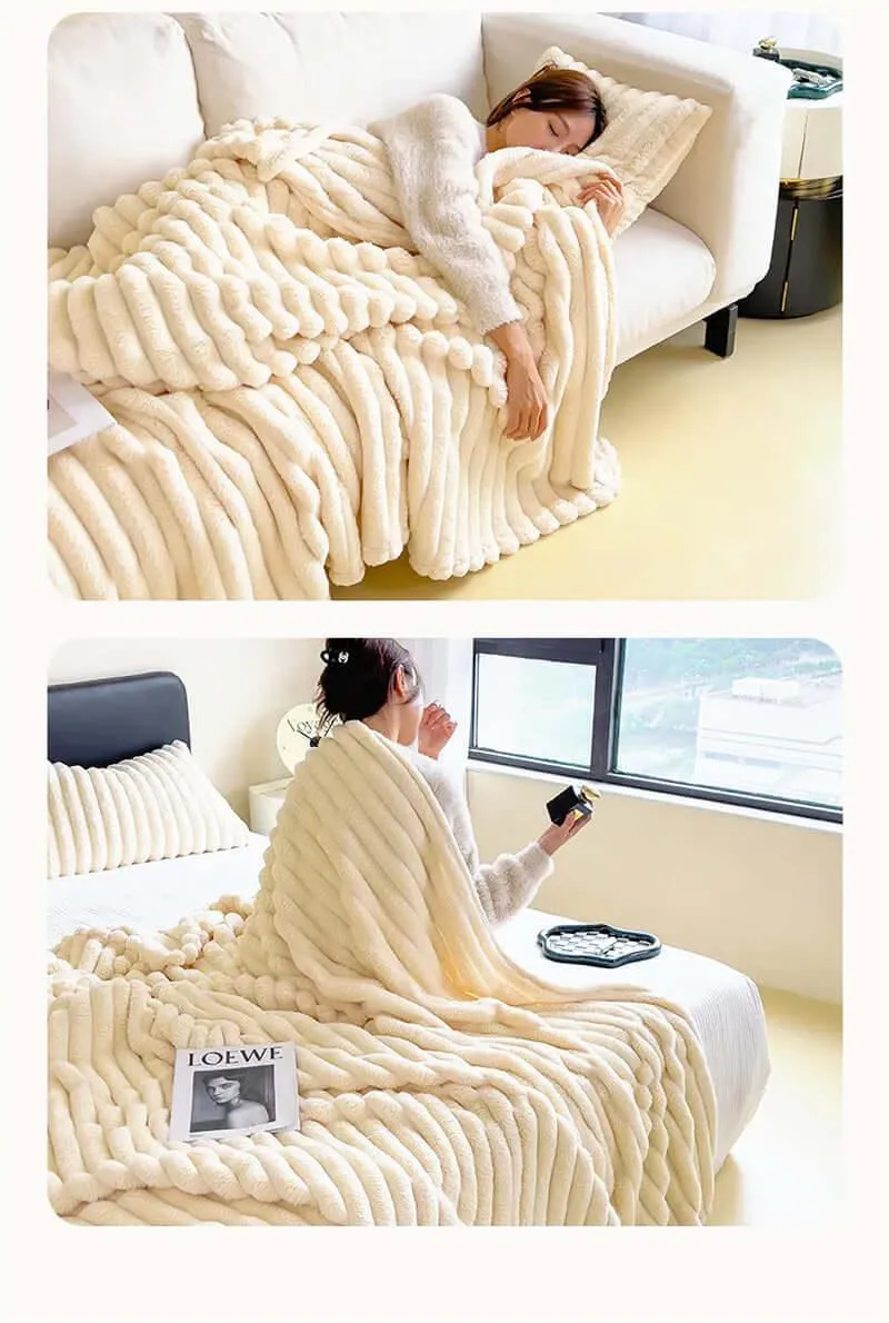 Soft Coral Fleece Blanket - Feels Like Rabbit Fur!