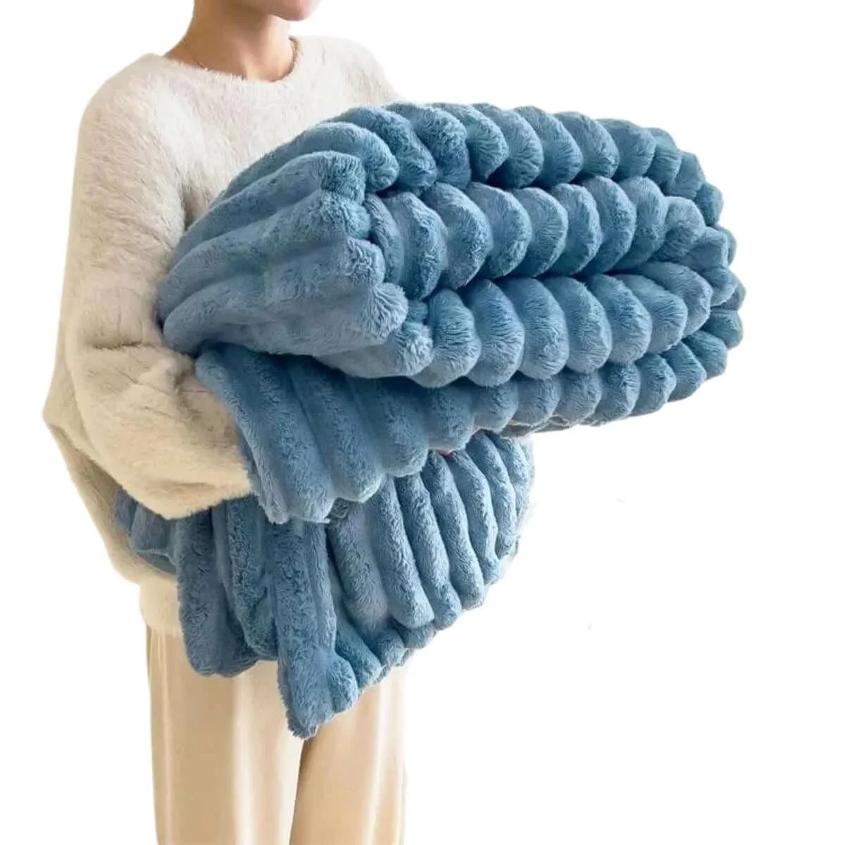 Soft Coral Fleece Blanket - Feels Like Rabbit Fur!
