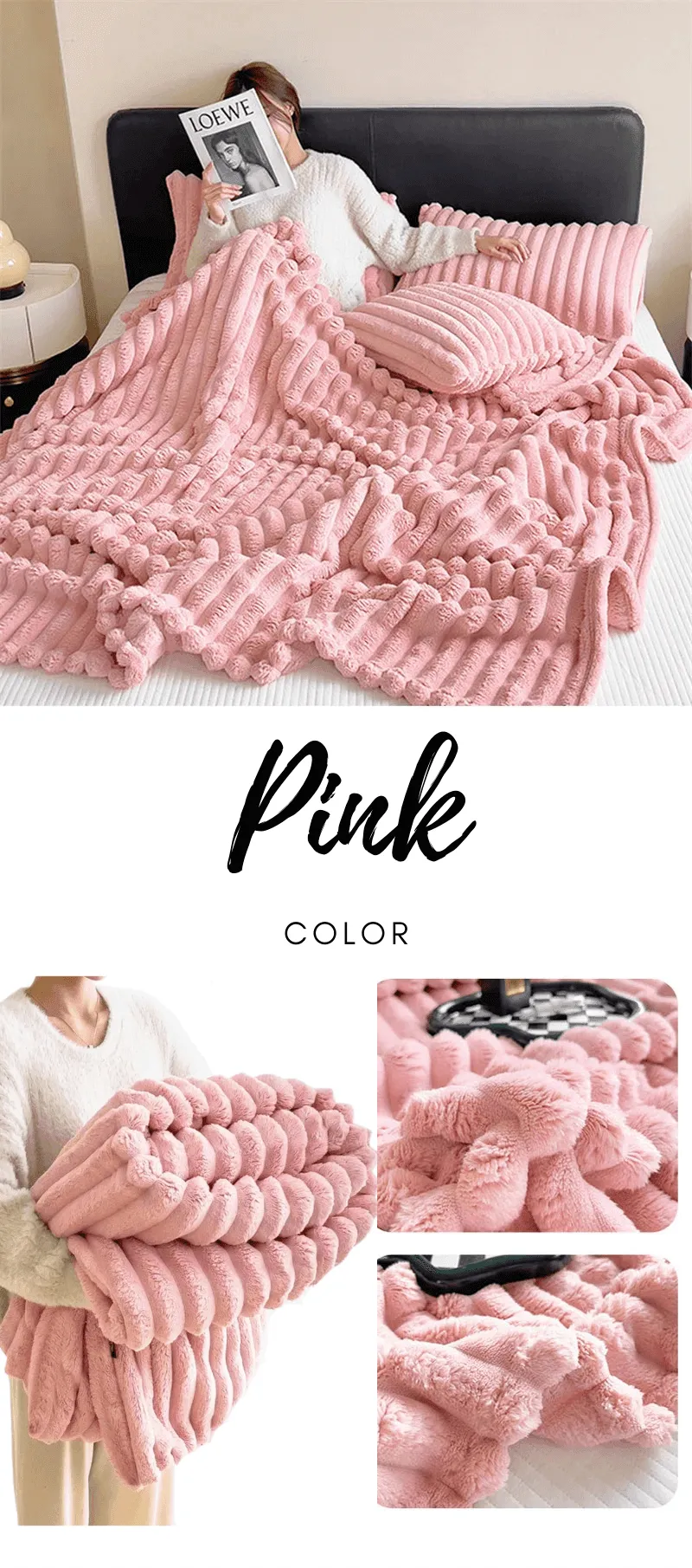 Soft Coral Fleece Blanket - Feels Like Rabbit Fur!