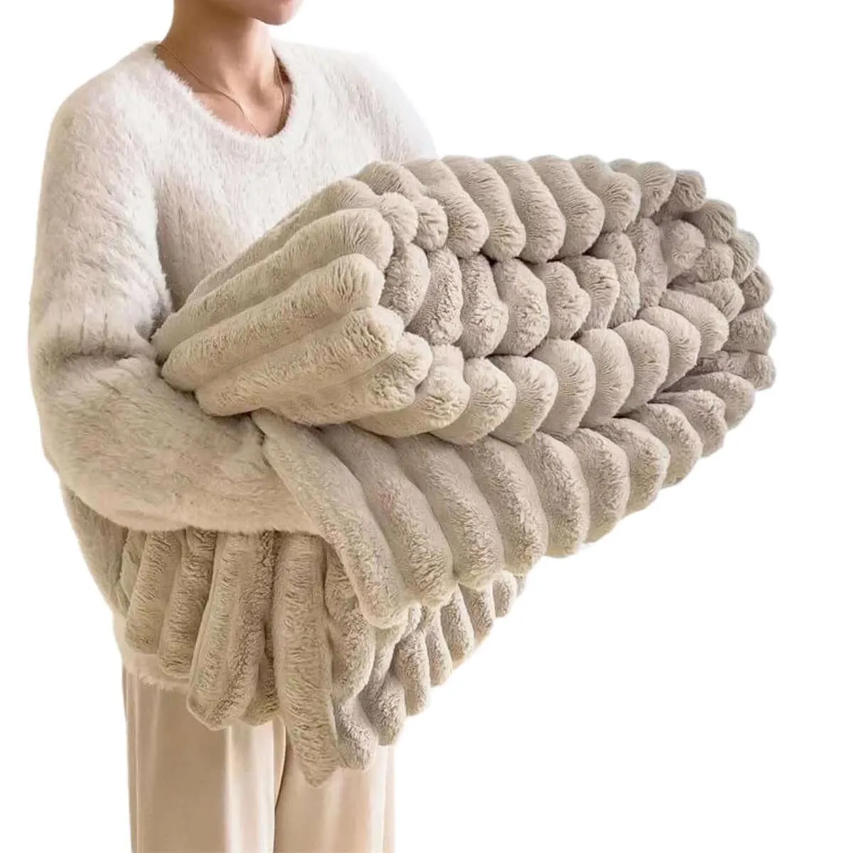 Soft Coral Fleece Blanket - Feels Like Rabbit Fur!