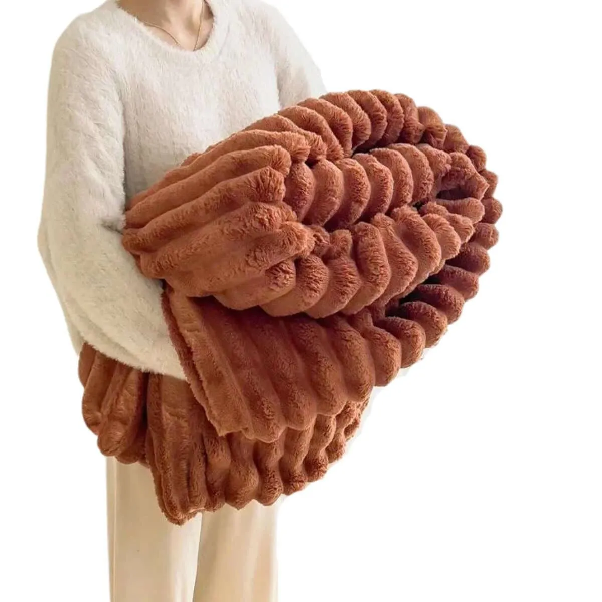 Soft Coral Fleece Blanket - Feels Like Rabbit Fur!