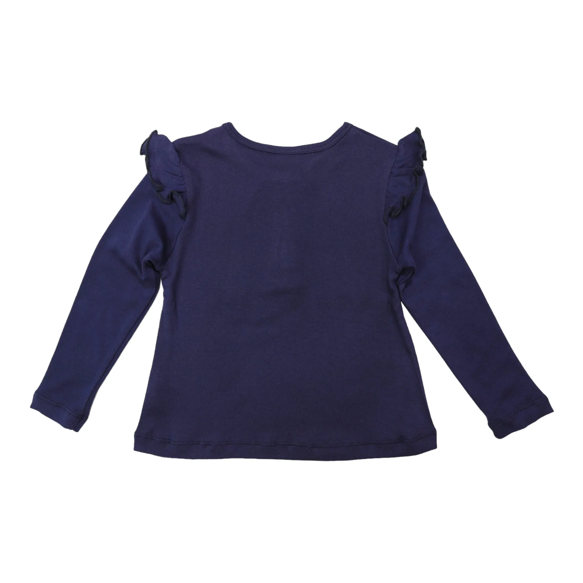 Soft Cotton Modal Button Down Frill Top Navy