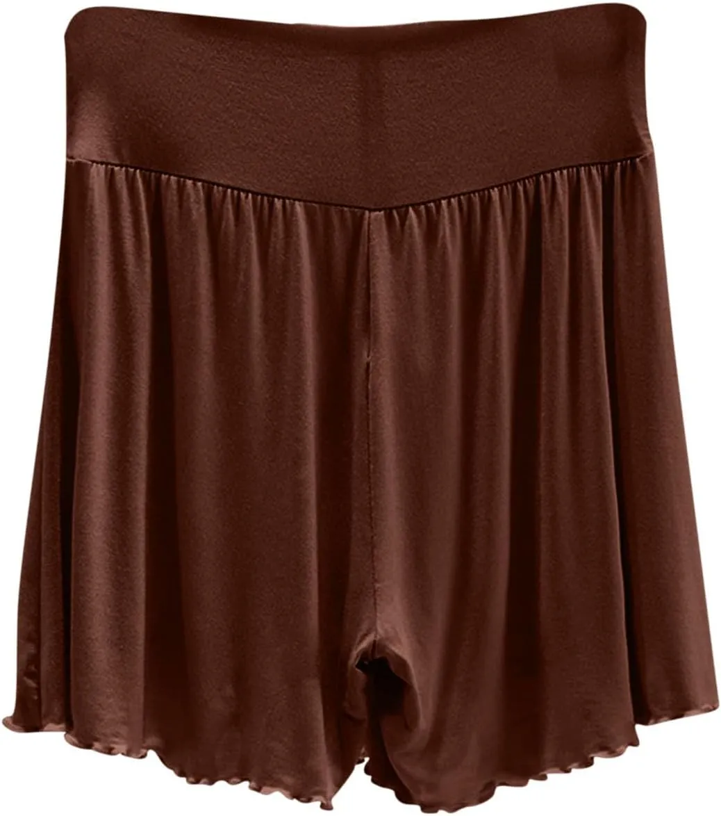 Soft Modal Lounge Shorts for Women Elastic High Waist Casual Sleepwear Loose Comfy Pajamas Boxer Pjs Bottom