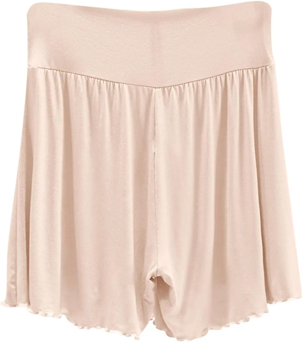 Soft Modal Lounge Shorts for Women Elastic High Waist Casual Sleepwear Loose Comfy Pajamas Boxer Pjs Bottom