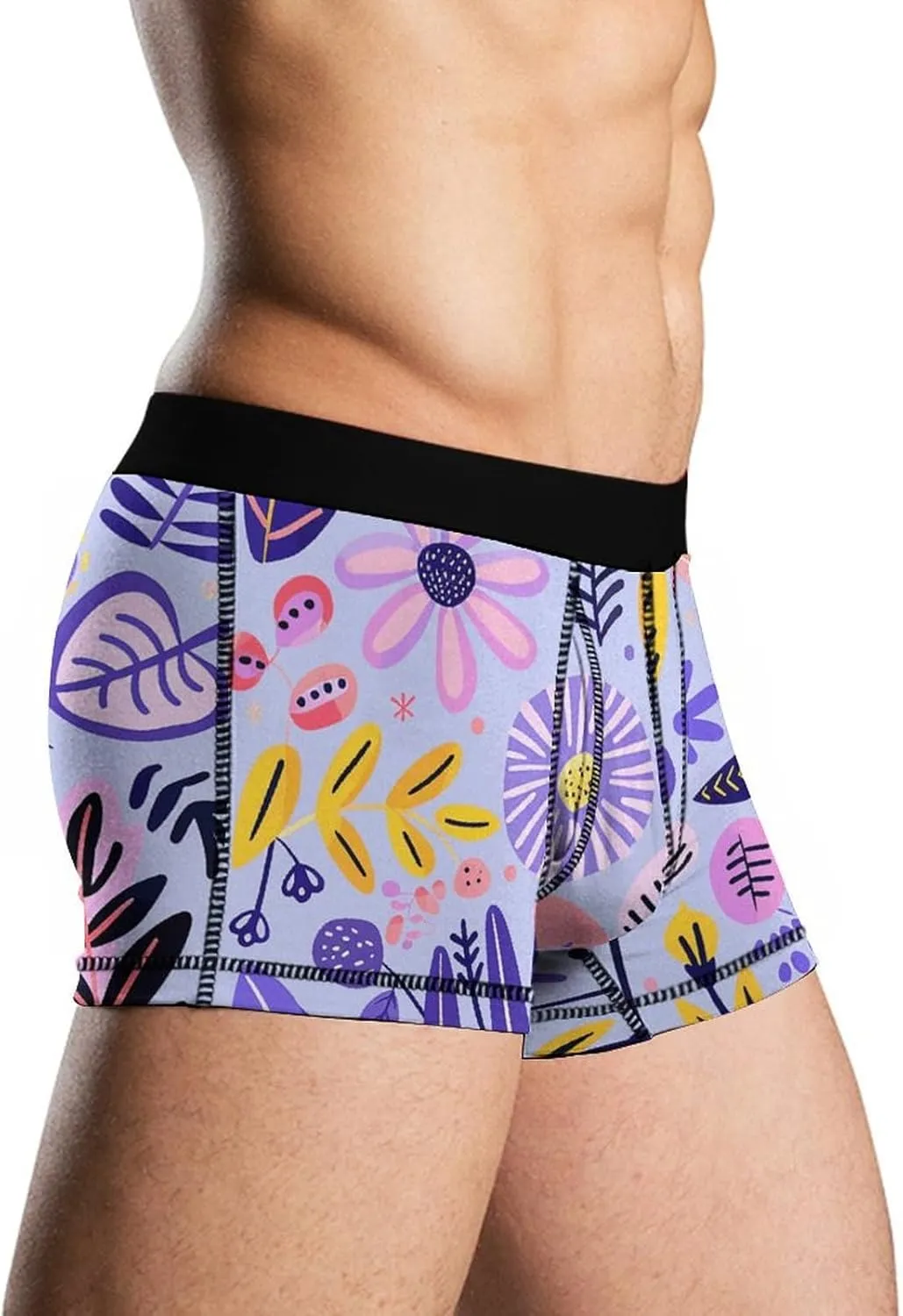 Soft Purple Pattern Mens Boxer Briefs Short Breathable Underwear Trunks Soft Moisture-Wicking Boxer Shorts