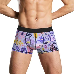 Soft Purple Pattern Mens Boxer Briefs Short Breathable Underwear Trunks Soft Moisture-Wicking Boxer Shorts
