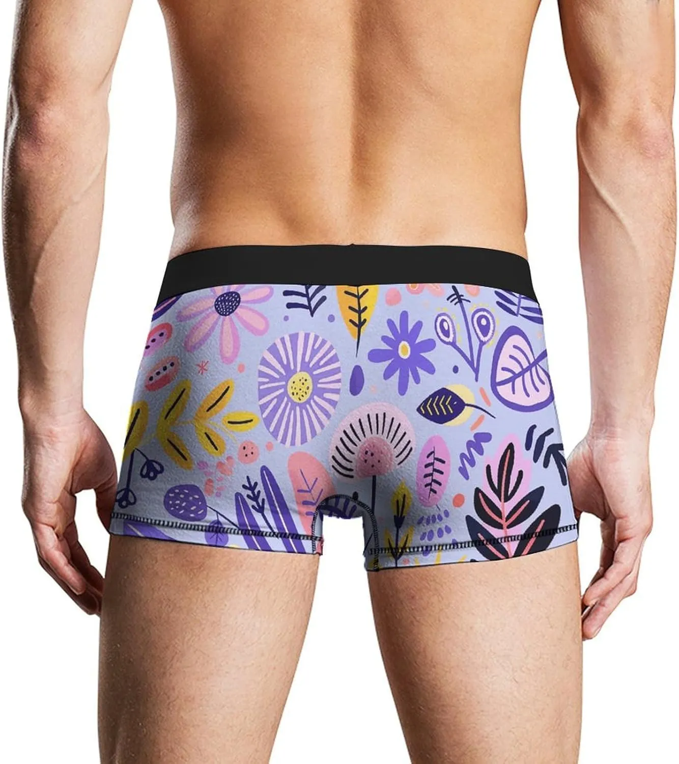 Soft Purple Pattern Mens Boxer Briefs Short Breathable Underwear Trunks Soft Moisture-Wicking Boxer Shorts