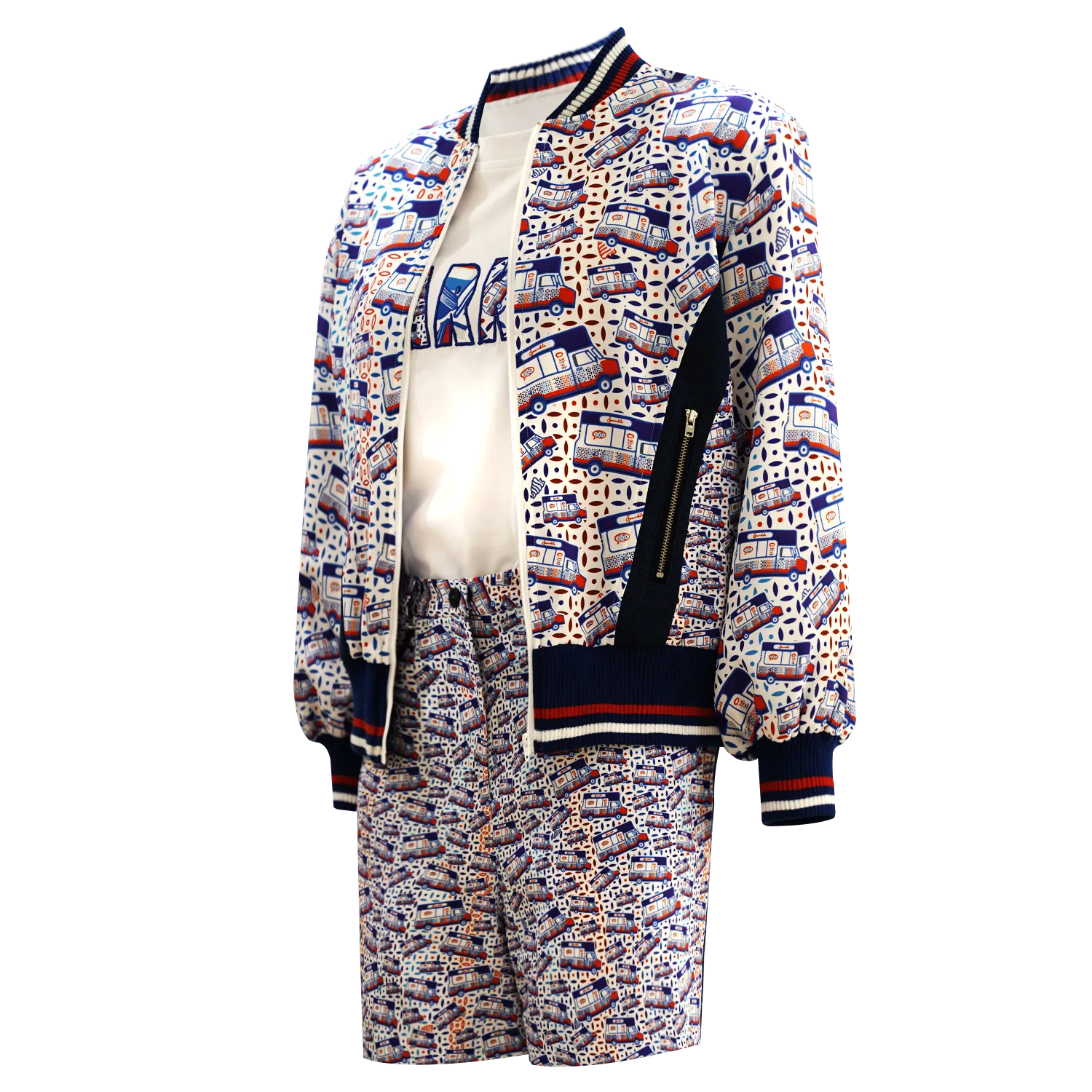 【SOFT SERVE】Silk Mid-Length Shorts (香港經典) (紅白藍)
