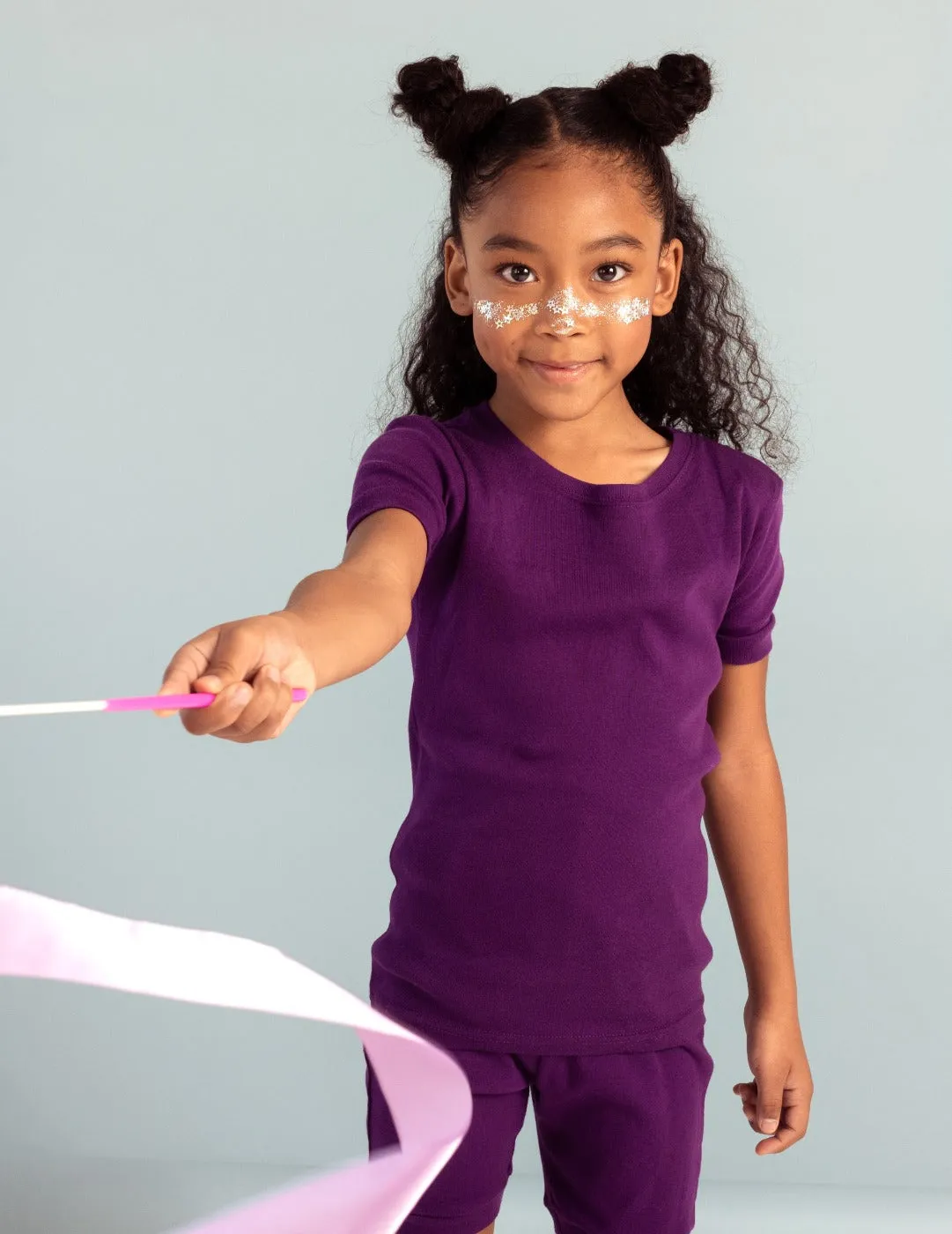 Solid Color Dark Purple Matching Family Pajama Set