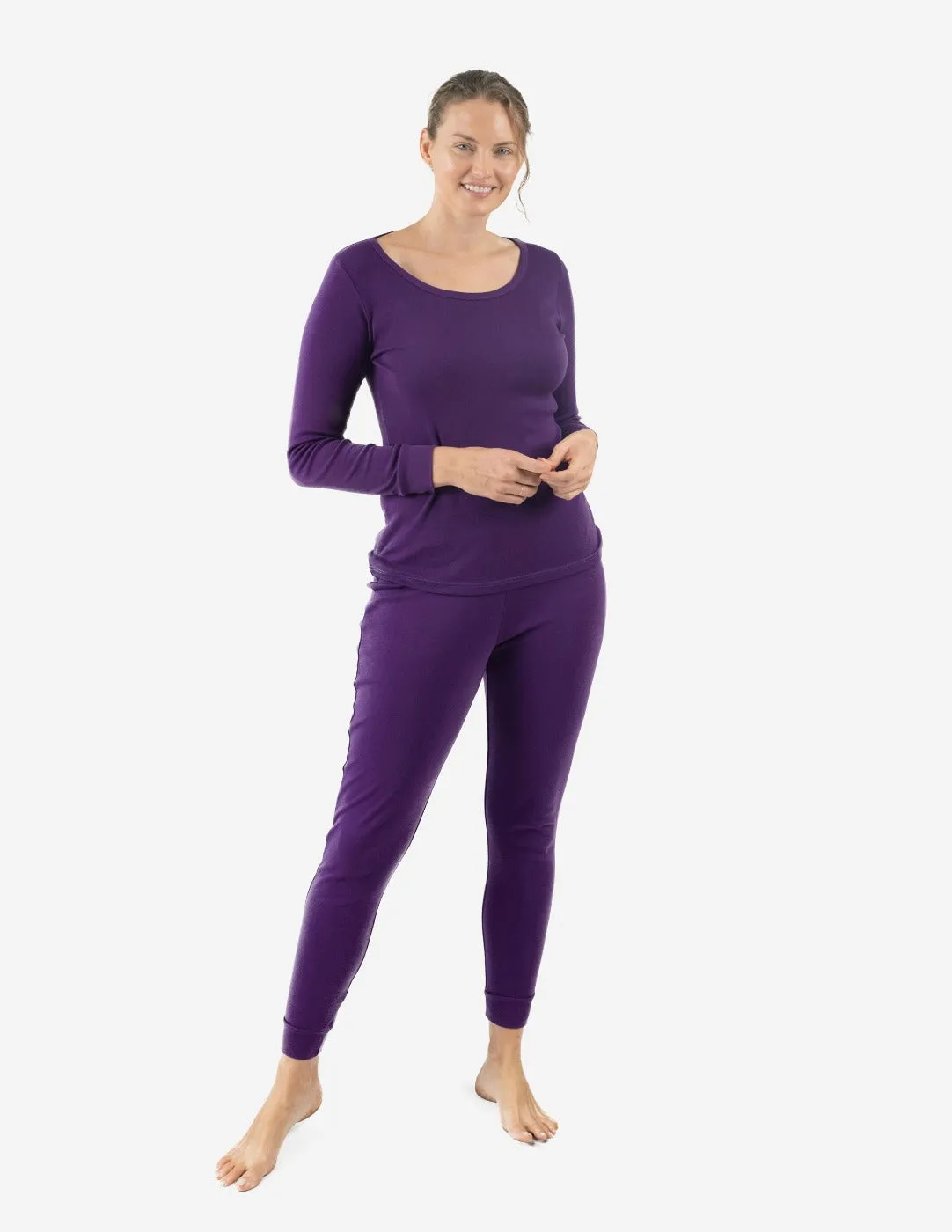 Solid Color Dark Purple Matching Family Pajama Set