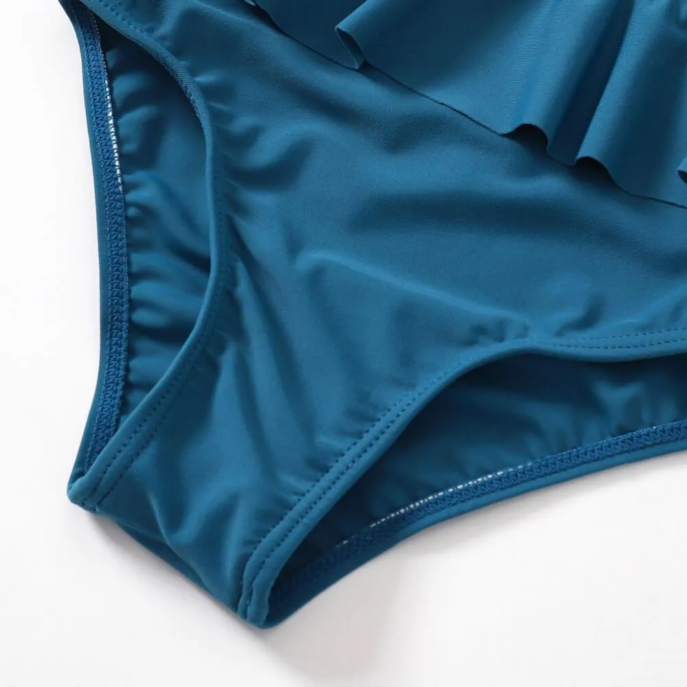 Solid color parent-child split swimsuit