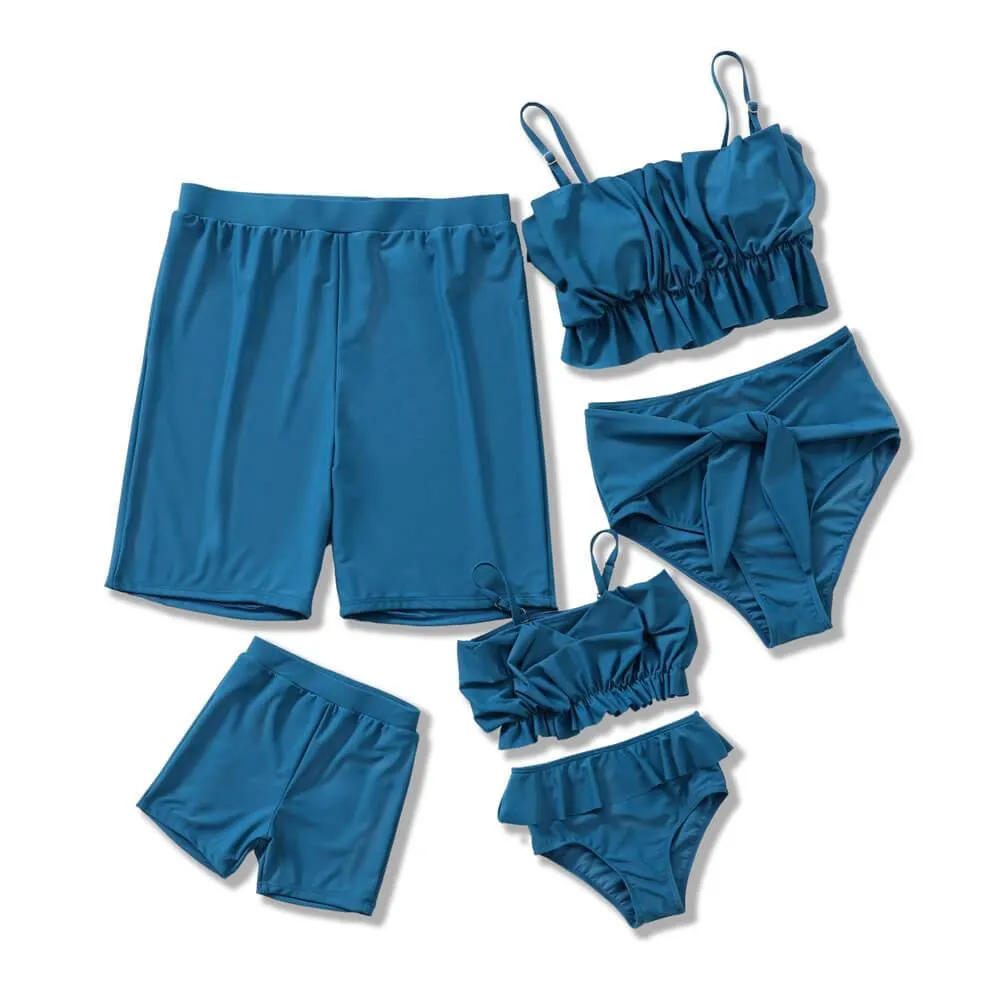 Solid color parent-child split swimsuit