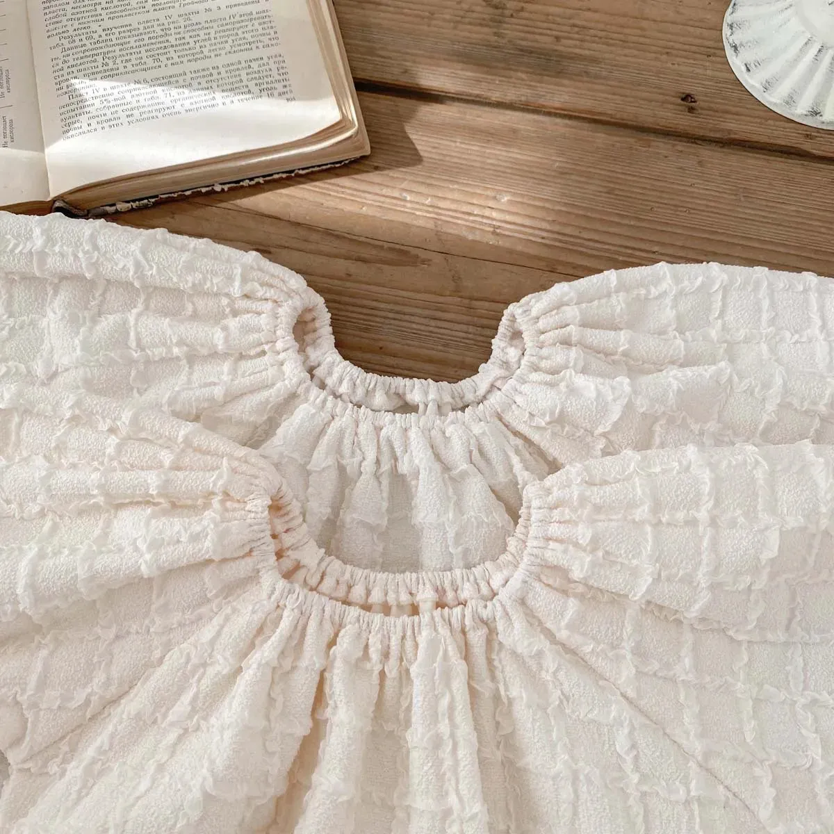 Solid Ivory A-Line Dress & Onesie