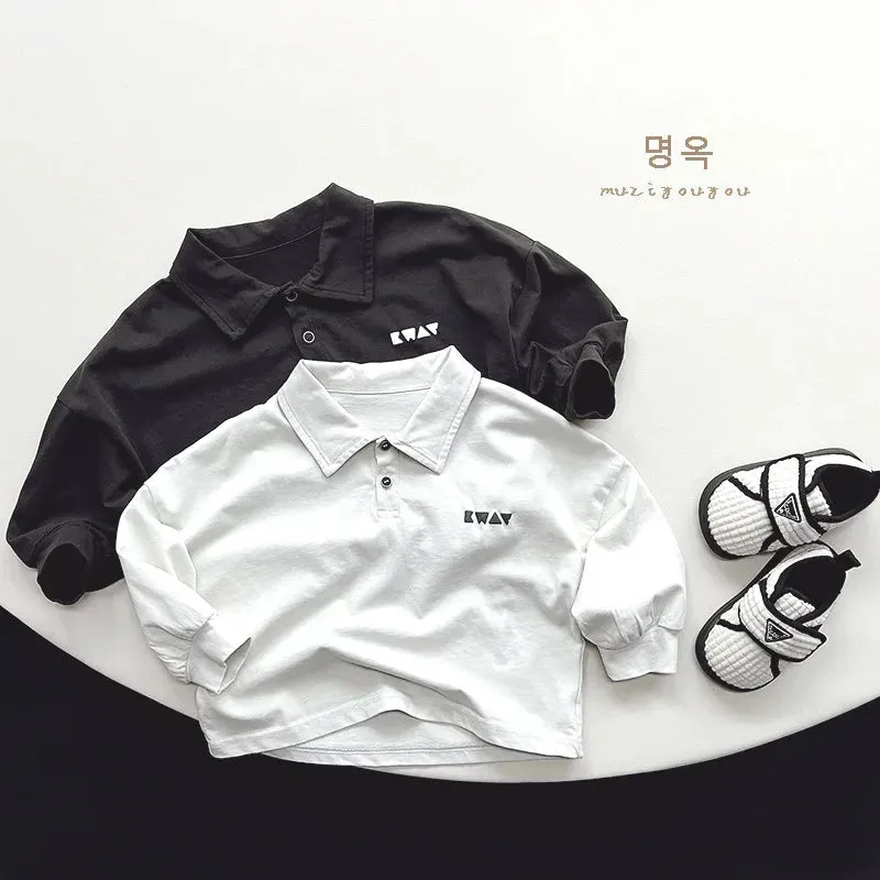 Solid Long-Sleeved Polo Shirt