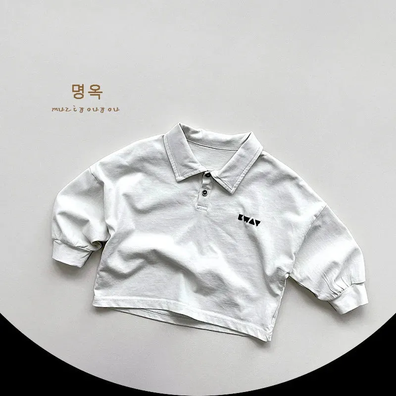 Solid Long-Sleeved Polo Shirt