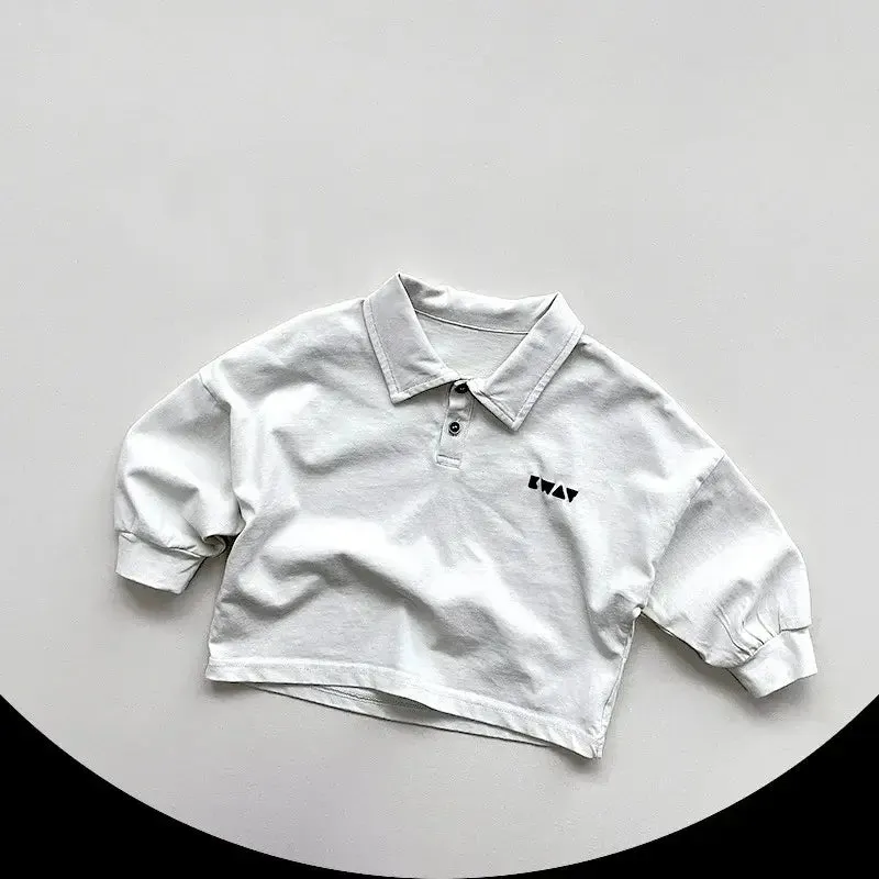 Solid Long-Sleeved Polo Shirt