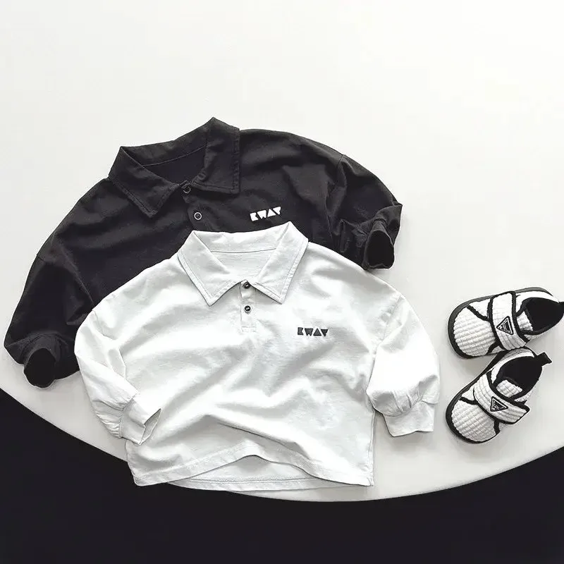 Solid Long-Sleeved Polo Shirt