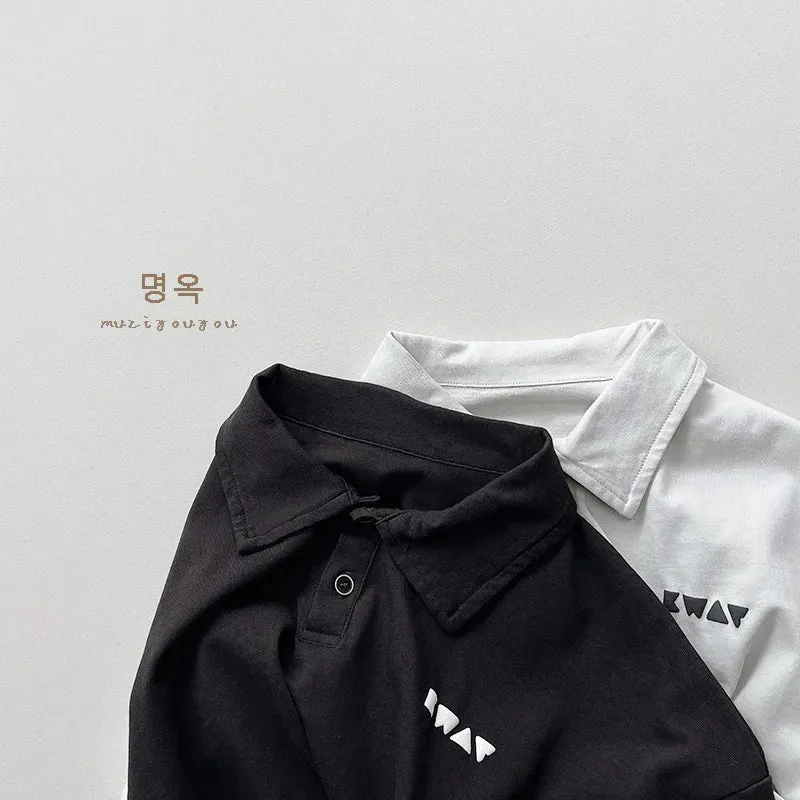 Solid Long-Sleeved Polo Shirt