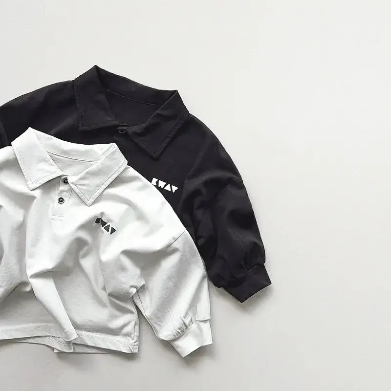 Solid Long-Sleeved Polo Shirt