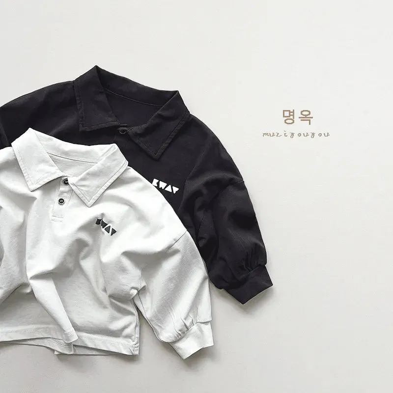 Solid Long-Sleeved Polo Shirt