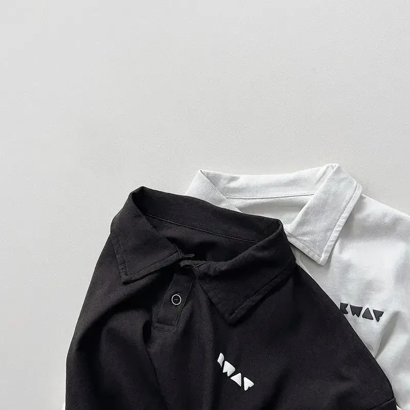 Solid Long-Sleeved Polo Shirt