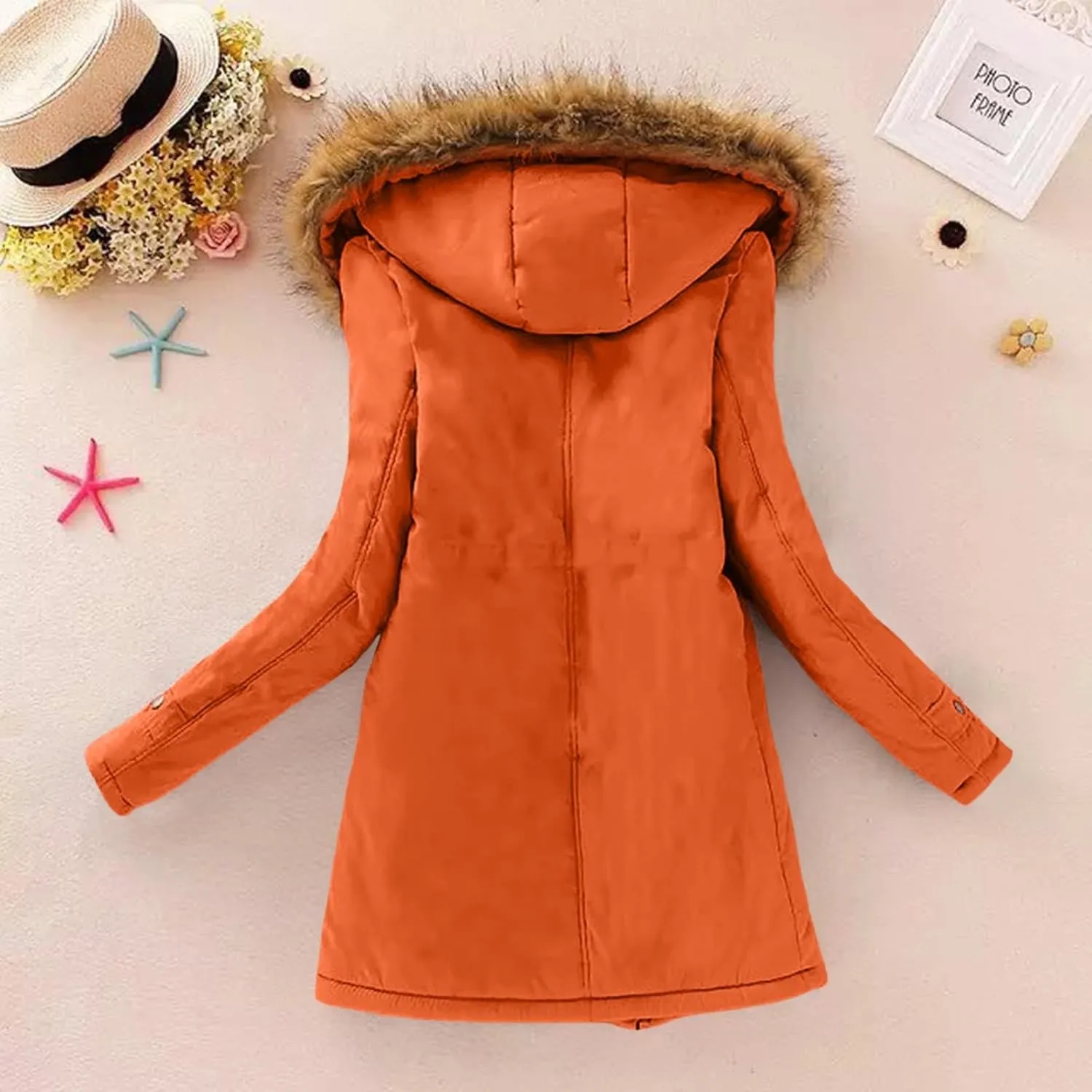 Solid Zip Winter Coat for Womens Long Sleeve Hooded Fleece Coat Warm Thicken Lightweight Home Outdoor Winter Clothes
