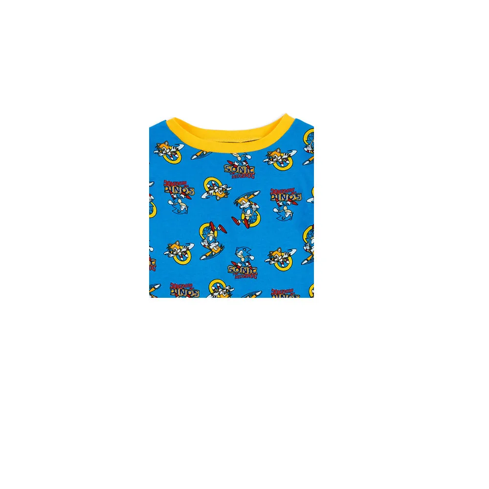 Sonic the Hedgehog Pajama Set, Boys Long Sleeve Cotton PJ's, 4-10, Dark Blue