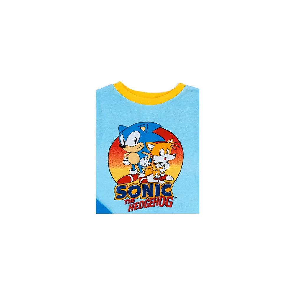 Sonic the Hedgehog Pajama Set, Boys Long Sleeve Cotton PJ's, 4-10, Light Blue