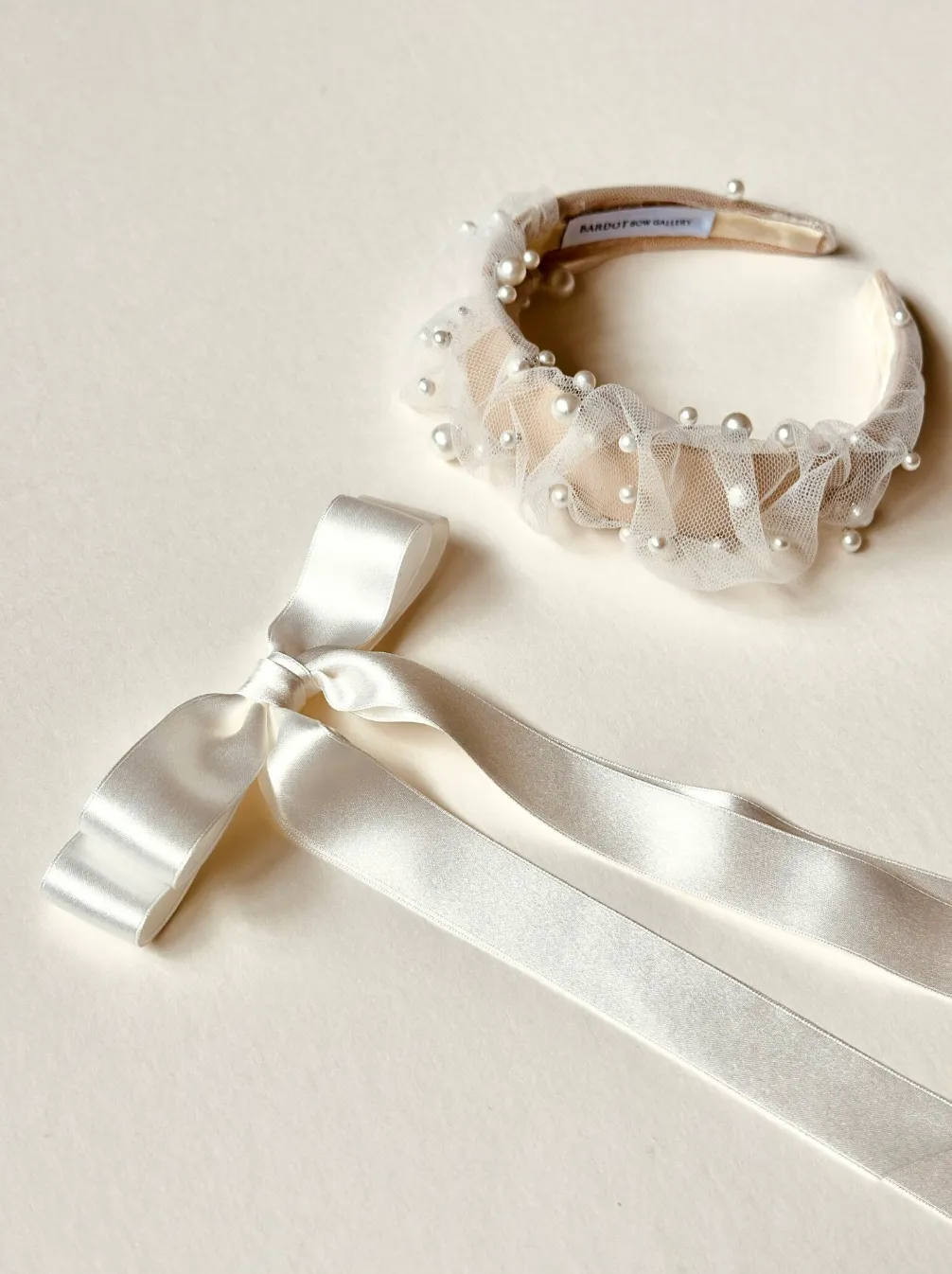 Sophia Pearl Scrunchie Headband | Pearl Embellished Tulle | Luxury Designer Hair Accessories | Made to Order