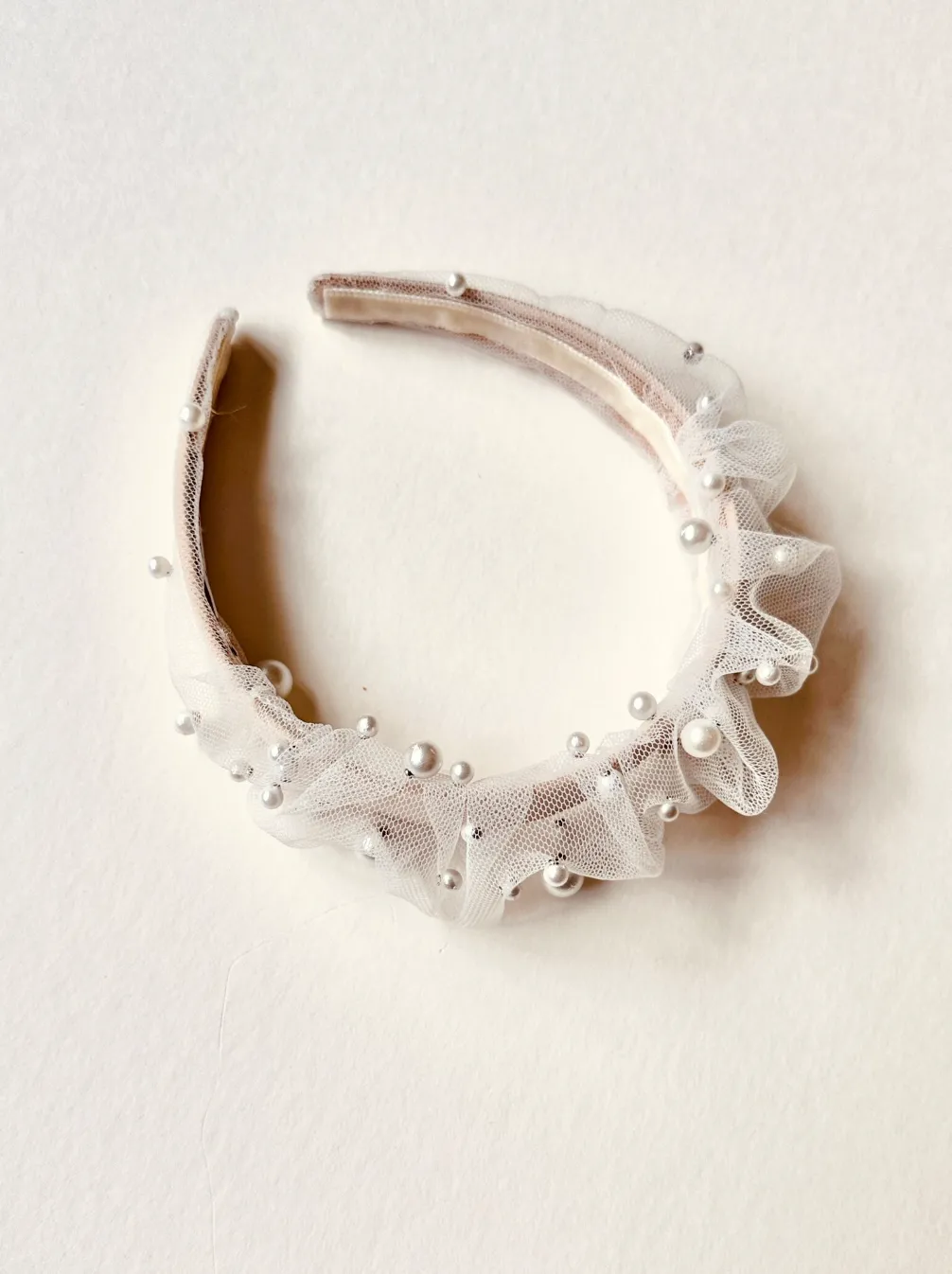 Sophia Pearl Scrunchie Headband | Pearl Embellished Tulle | Luxury Designer Hair Accessories | Made to Order