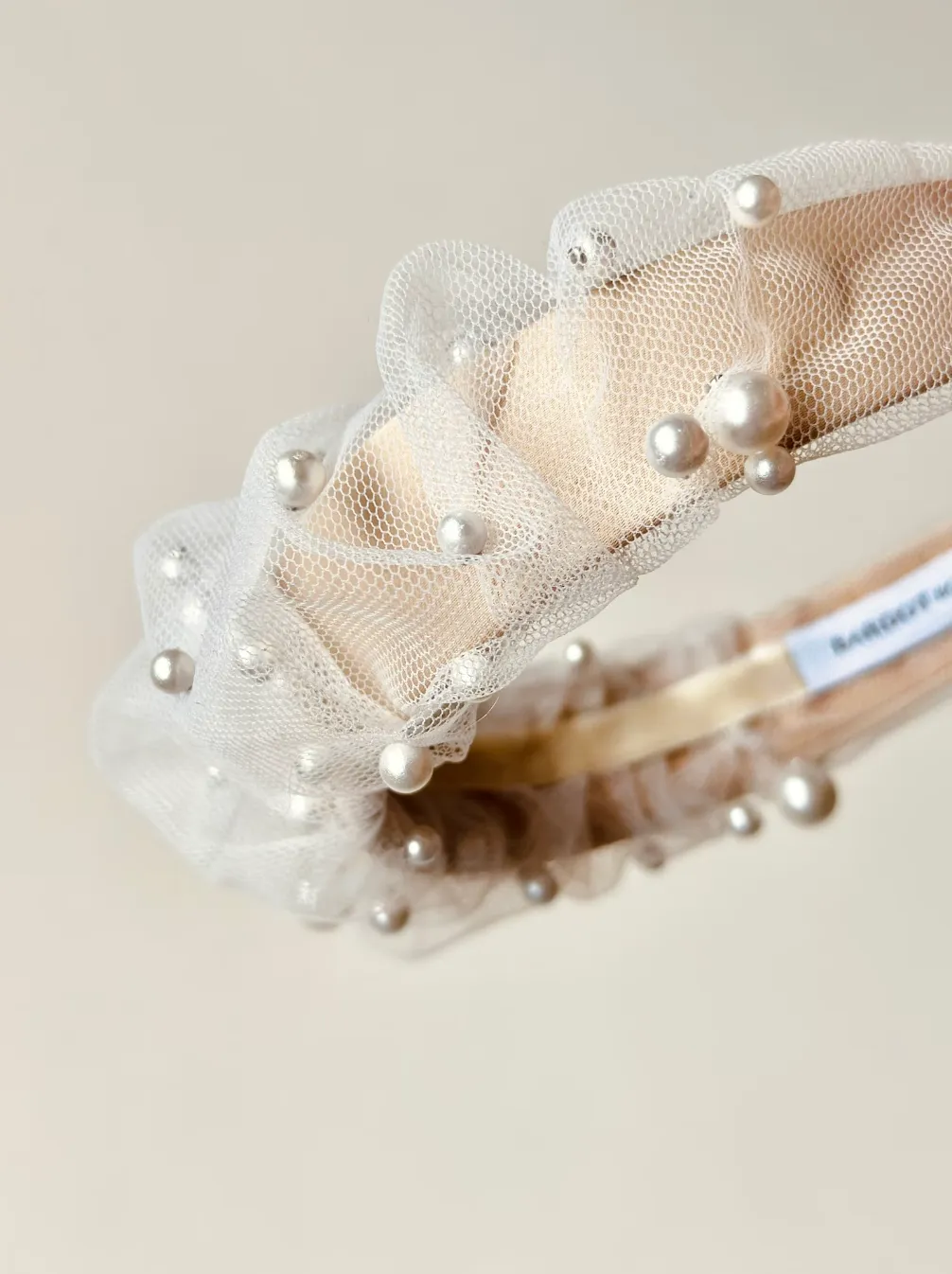Sophia Pearl Scrunchie Headband | Pearl Embellished Tulle | Luxury Designer Hair Accessories | Made to Order