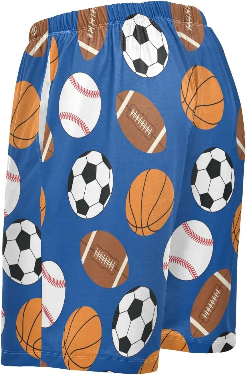 Sports Pajama Shorts for Men Lounge Pants Sleep Lounge Pant Lightweight Sleep Lounge PJ Bottoms with Pockets
