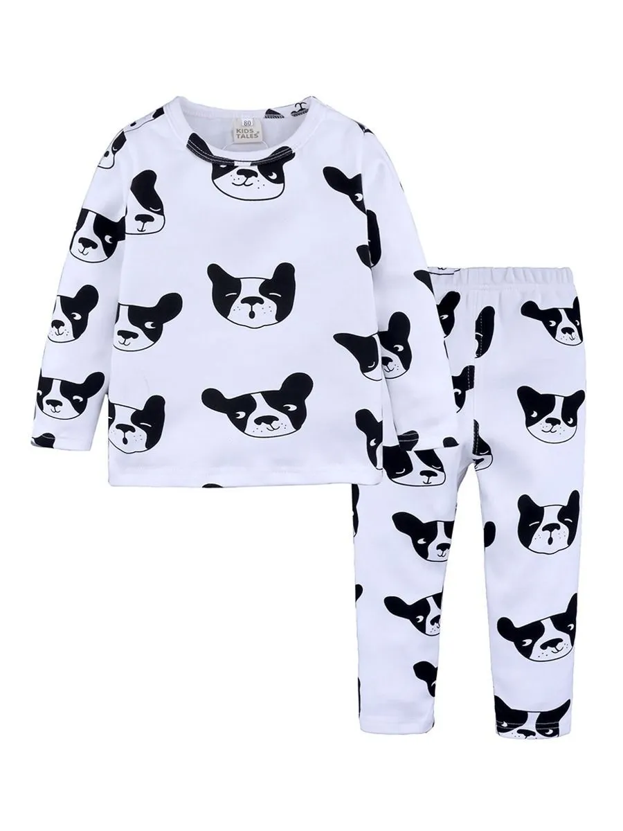 Spring 2-Piece Toddler Kids Unisex Cartoon Pajamas Set-6 Colors