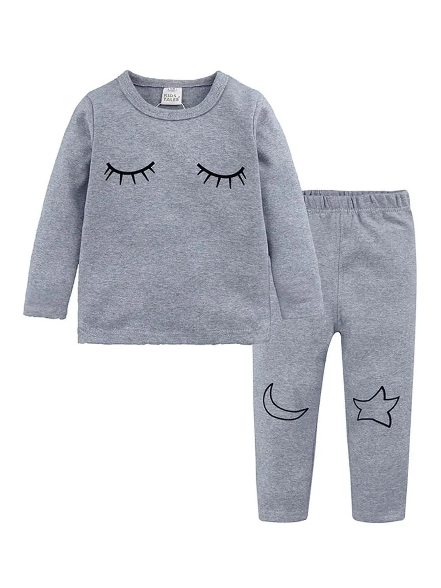 Spring 2-Piece Toddler Kids Unisex Cartoon Pajamas Set-6 Colors
