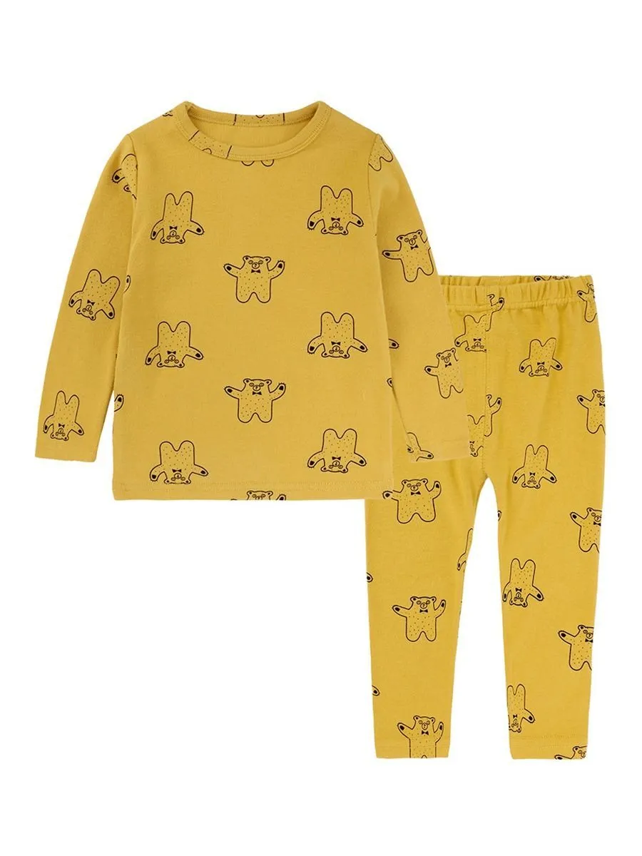 Spring 2-Piece Toddler Kids Unisex Cartoon Pajamas Set-6 Colors