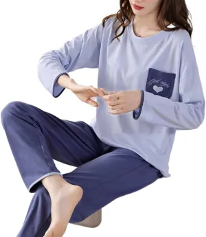Spring and Autumn Cotton Long Women's Sleeve Large Size Cotton Home Clothes Set(L Code)