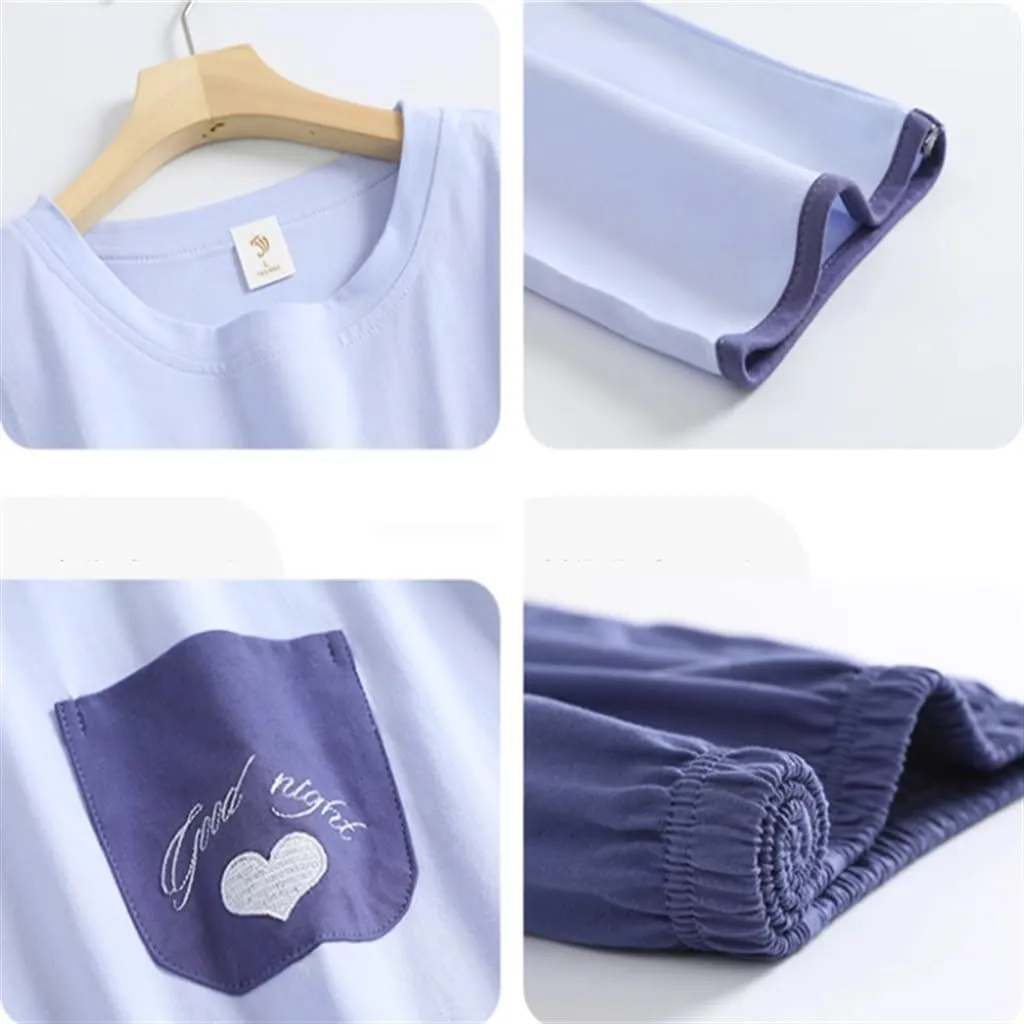 Spring and Autumn Cotton Long Women's Sleeve Large Size Cotton Home Clothes Set(L Code)