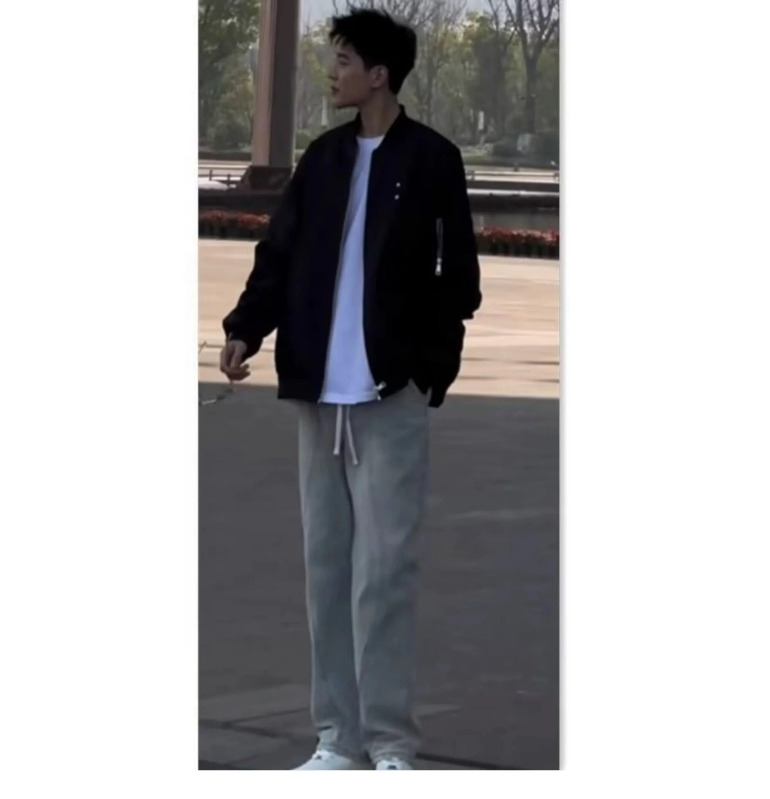 Spring and Autumn Mechanical Style Loose Couple's High Street Parka