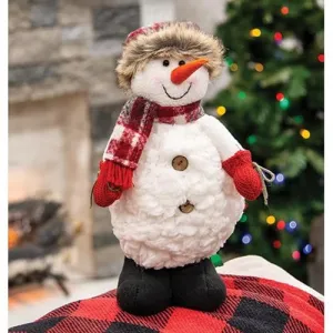 *Standing Plush Snowman w/Plaid Scarf & Hat