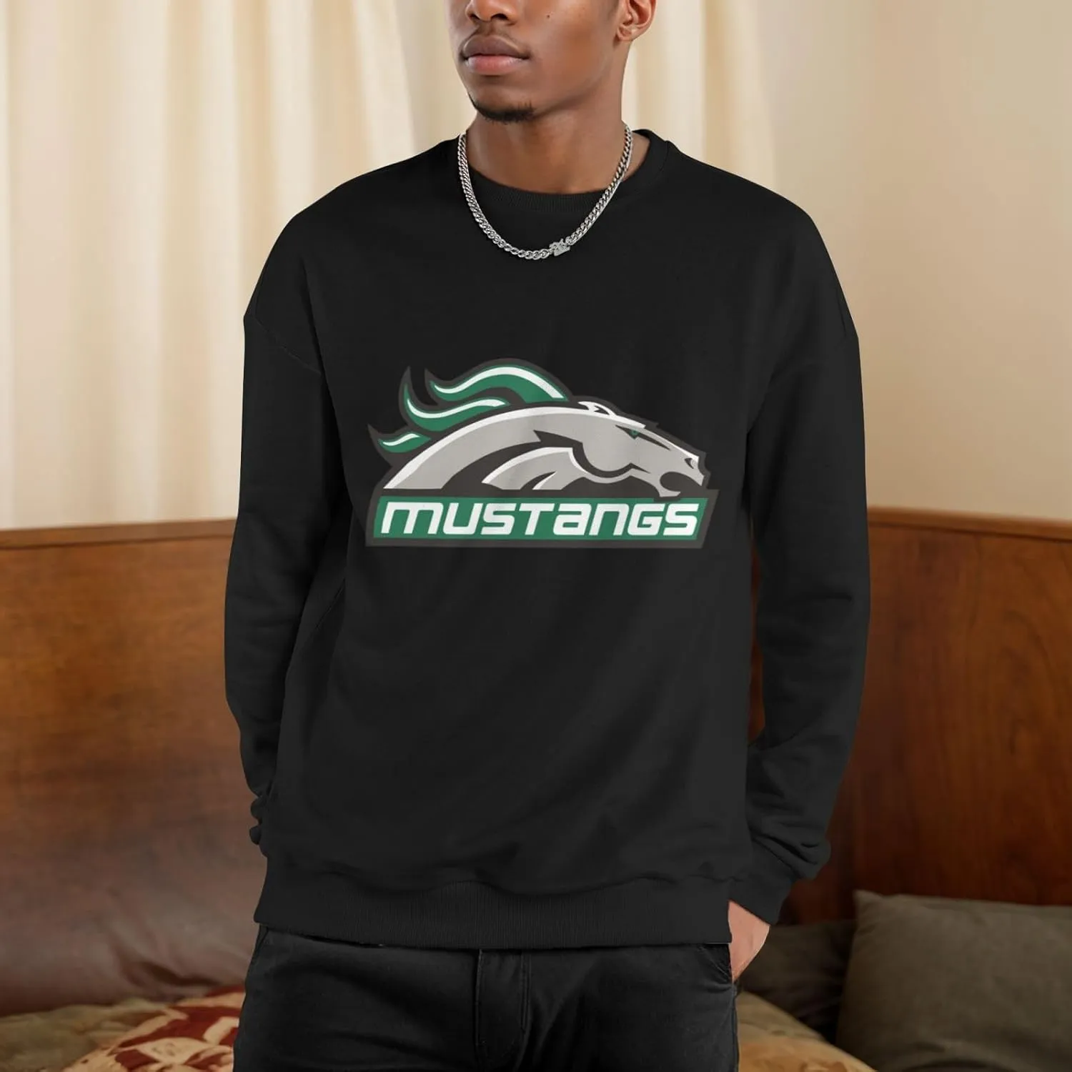 Stevenson University Logo Men'S Fleece Crew-Neck Hoodie Long Sleeve Fleece Sweatshirt-